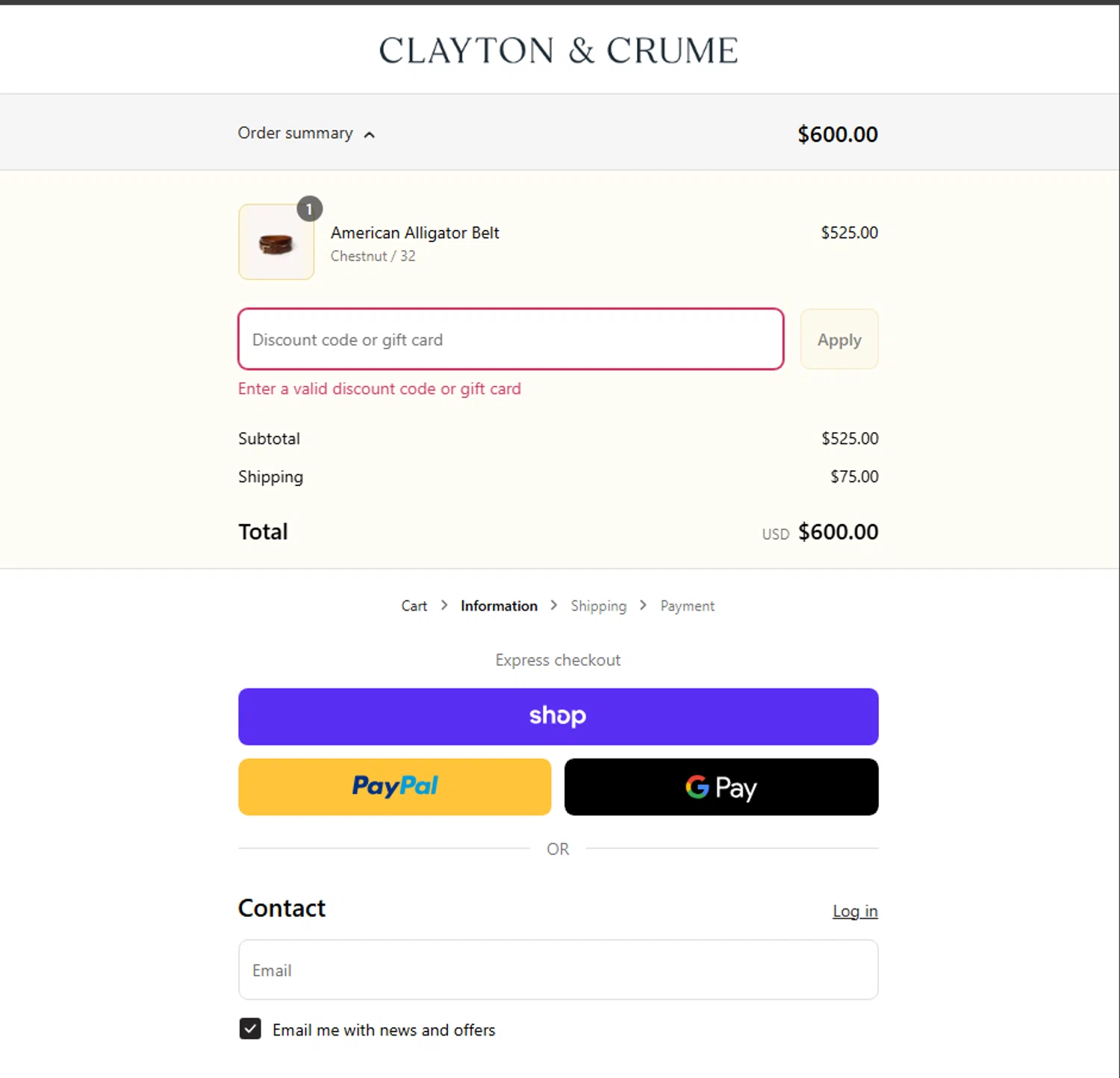 Clayton & Crume promo code screenshot showing code Beltmonth applied at Clayton & Crume checkout page. Uploaded by SimplyCodes community member BLACKNAZA on Sep 3, 2025