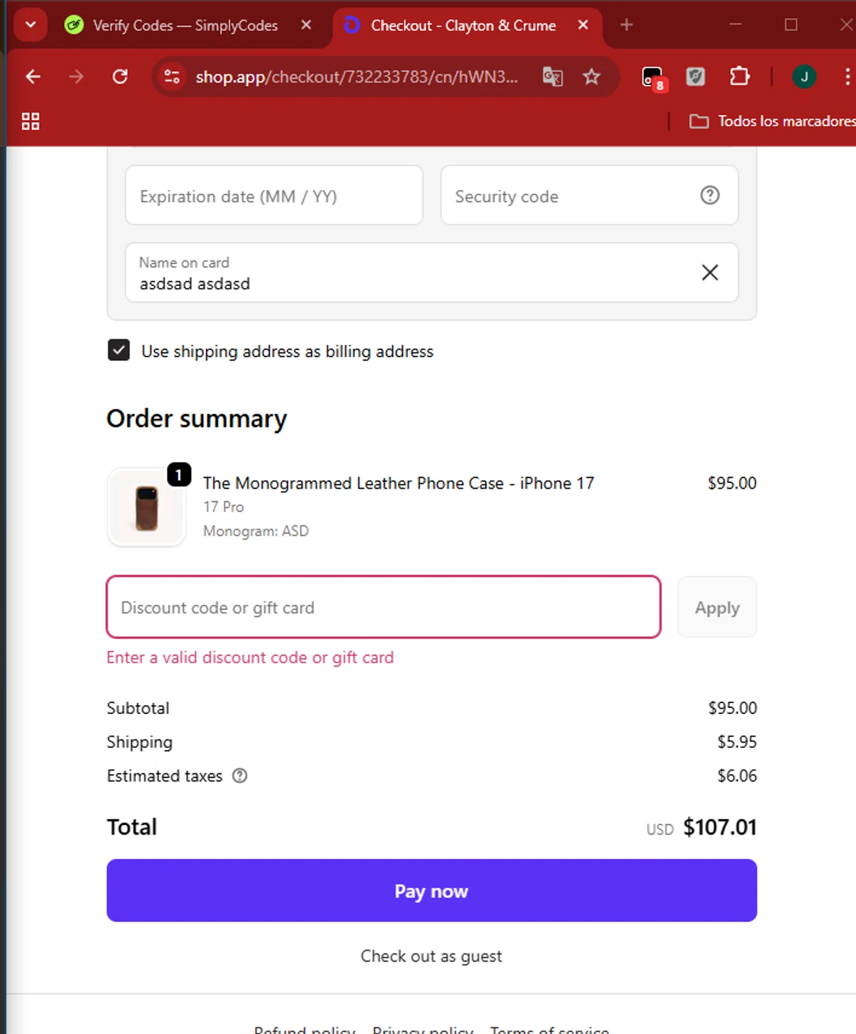Clayton & Crume promo code screenshot showing code BETTERBELT applied at Clayton & Crume checkout page. Uploaded by SimplyCodes community member SilverAdmiral2559 on Oct 2, 2025