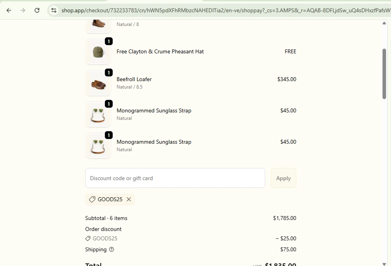 Clayton & Crume checkout page showing Clayton & Crume promo code box | Screenshot taken by SimplyCodes community member on Nov 29, 2025