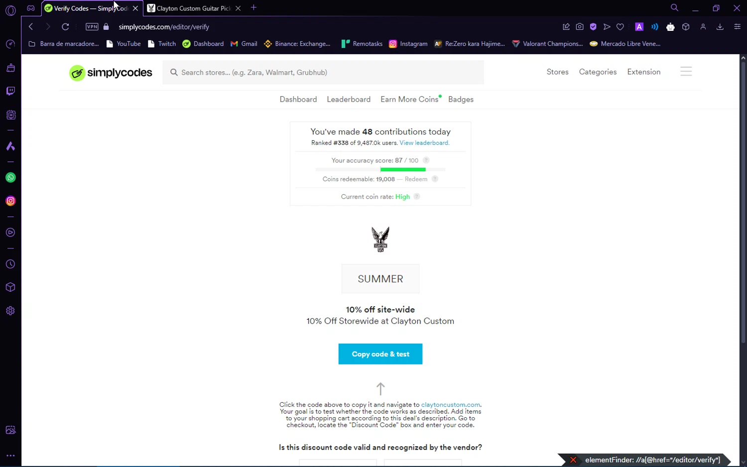 Clayton Custom checkout page showing Clayton Custom promo code box | Screenshot taken by SimplyCodes community member on Sep 11, 2024