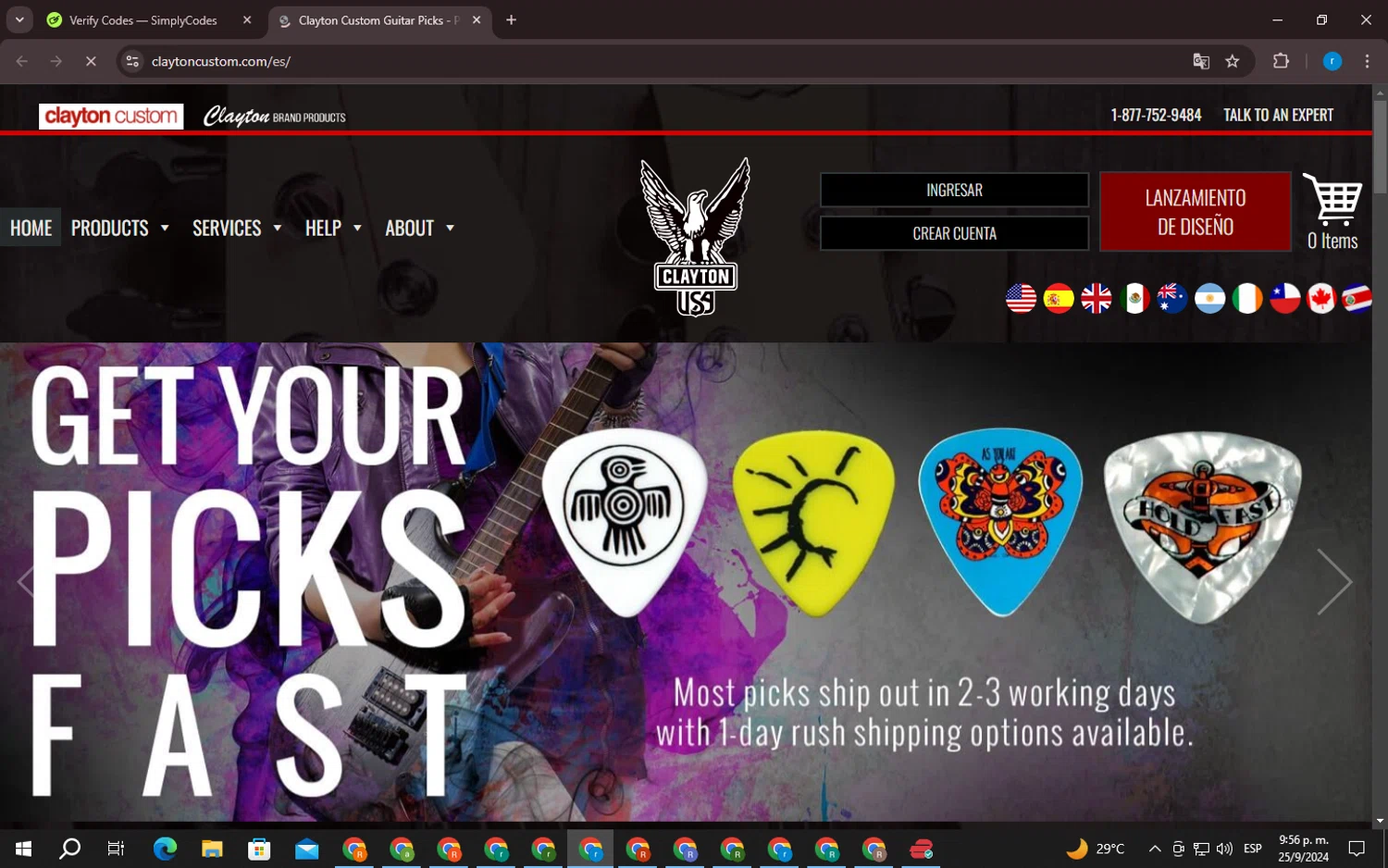 Clayton Custom checkout page showing Clayton Custom promo code box | Screenshot taken by SimplyCodes community member on Sep 26, 2024