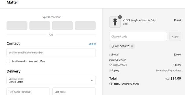 CLCKR checkout page showing CLCKR promo code box | Screenshot taken by SimplyCodes community member on Aug 12, 2025