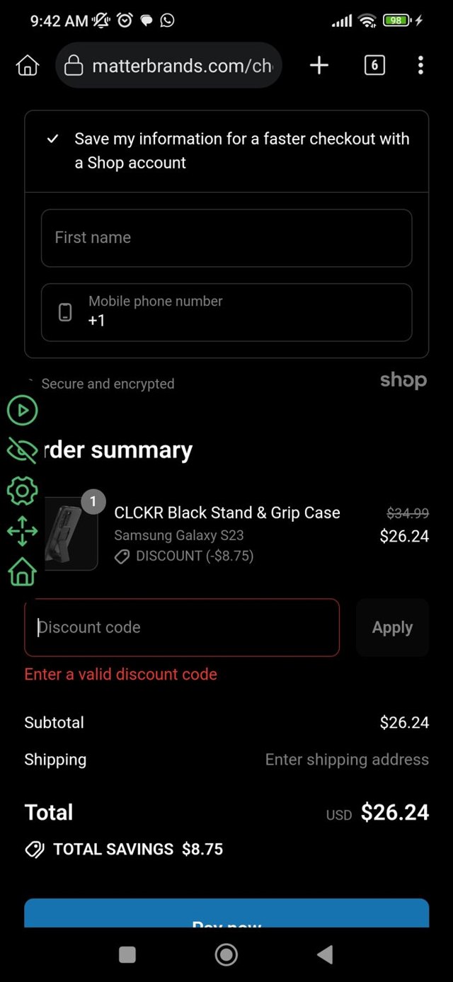CLCKR checkout page showing CLCKR promo code box | Screenshot taken by SimplyCodes community member on Jul 18, 2025