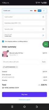 LASTCHANCE20 coupon verification screenshot