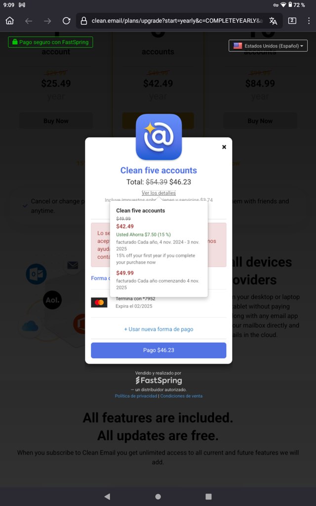 Clean Email checkout page showing Clean Email promo code box | Screenshot taken by SimplyCodes community member on Nov 4, 2024