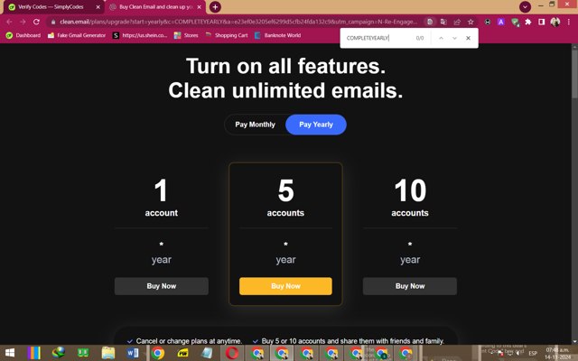 Clean Email checkout page showing Clean Email promo code box | Screenshot taken by SimplyCodes community member on Nov 14, 2024