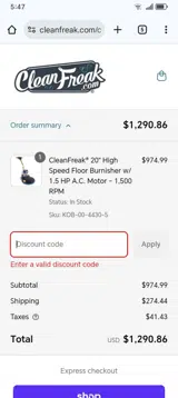 BURNISH10 coupon verification screenshot