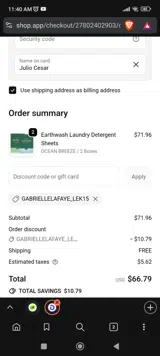 Cleanomic coupon verification screenshot
