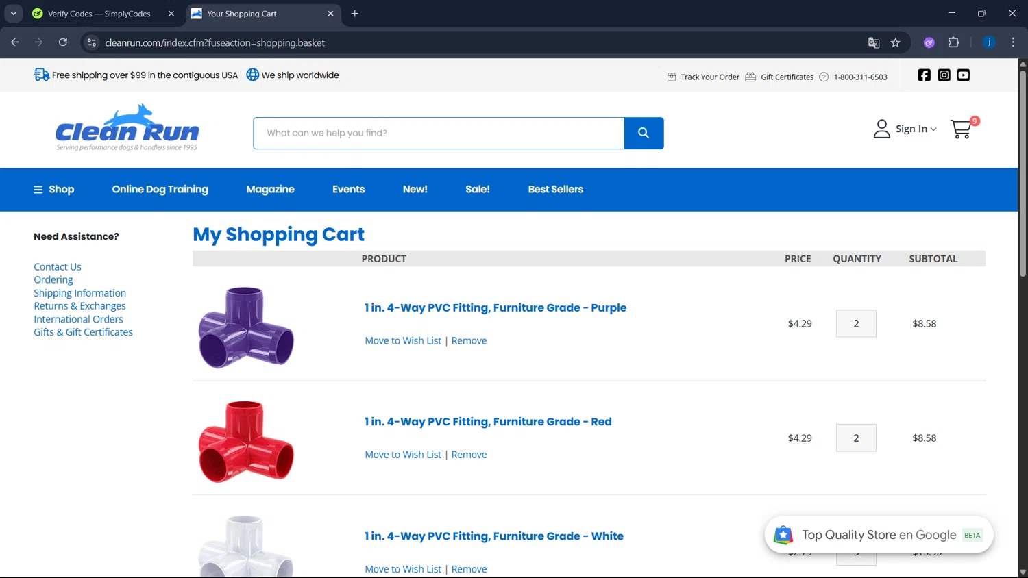 Clean Run promo code screenshot showing code WELCOME10 applied at Clean Run checkout page. Uploaded by SimplyCodes community member CodeSaver4373 on Jun 23, 2025