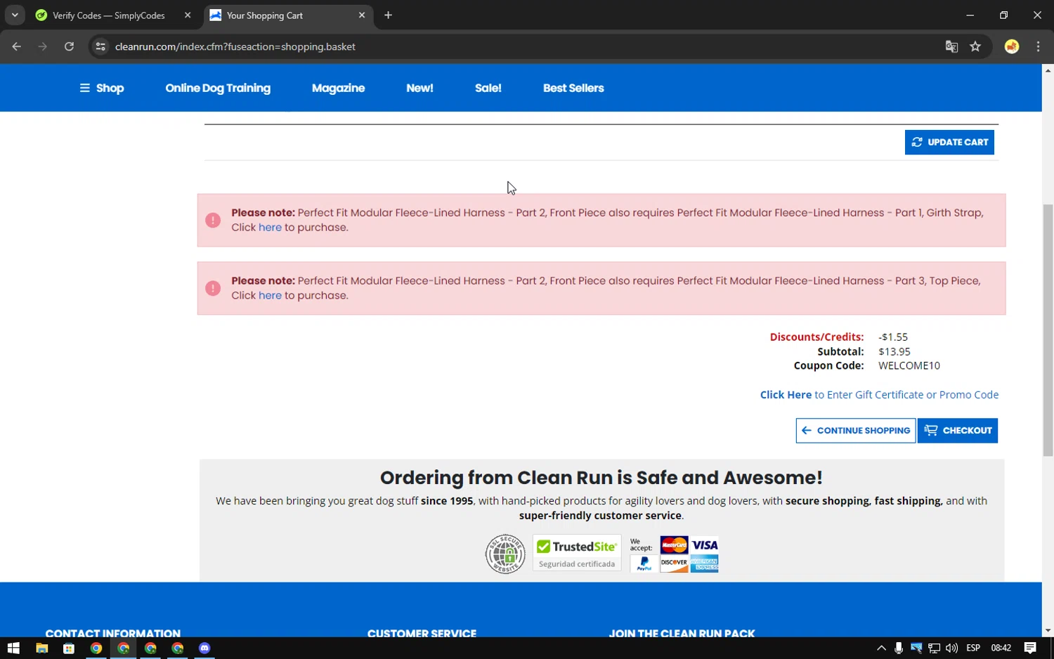 Clean Run checkout page showing Clean Run promo code box | Screenshot taken by SimplyCodes community member on Jul 16, 2024