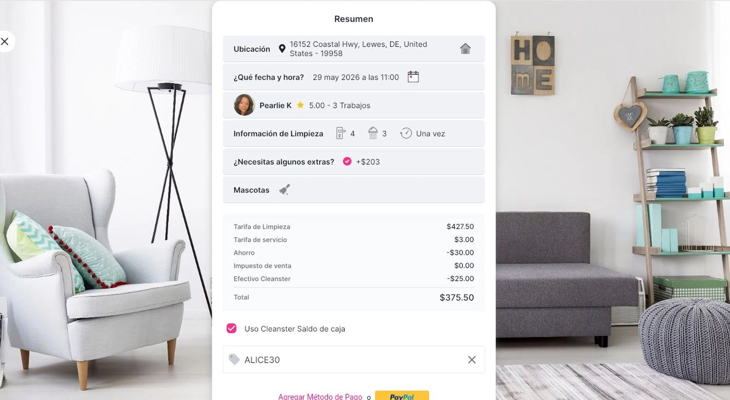 Cleanster promo code screenshot showing code ALICE30 applied at Cleanster checkout page. Uploaded by SimplyCodes community member LAMINEJAMAL on May 26, 2026