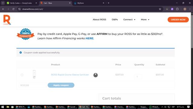ROSS checkout page showing ROSS discount code box | Screenshot taken by SimplyCodes community member on Aug 27, 2025