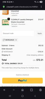 Morgan20 coupon verification screenshot