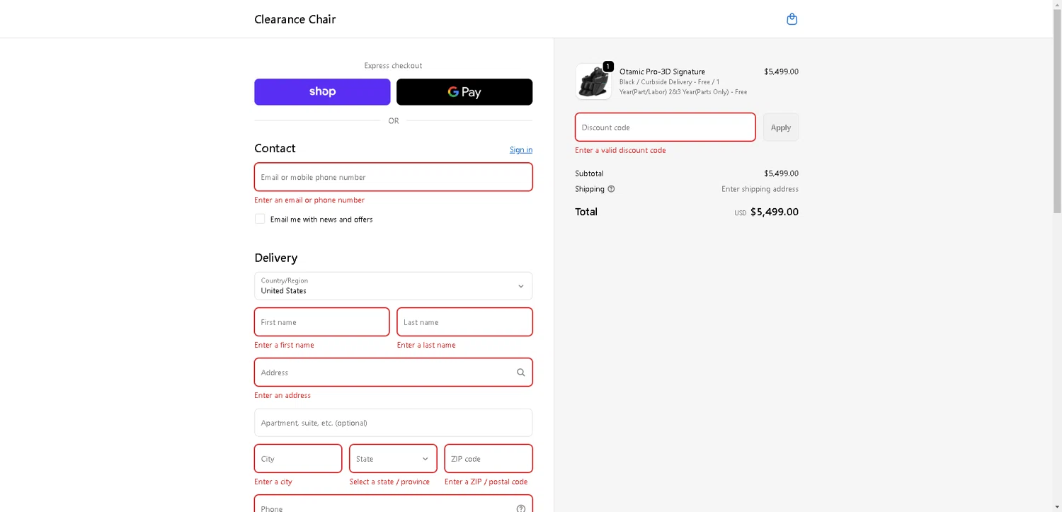 Clearance Chair promo code screenshot showing code ENCORECLEARANCE applied at Clearance Chair checkout page. Uploaded by SimplyCodes community member DealHunter6996 on Nov 10, 2025