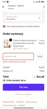 FURCRAFTSCAPE coupon verification screenshot