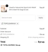 TOPCLEARSKNX coupon verification screenshot
