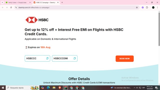 Cleartrip checkout page showing Cleartrip coupon code box | Screenshot taken by SimplyCodes community member on Aug 16, 2025