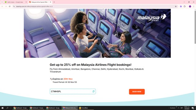 Cleartrip checkout page showing Cleartrip coupon code box | Screenshot taken by SimplyCodes community member on Sep 8, 2025