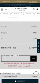 Clé de Peau Beauté coupon verification screenshot