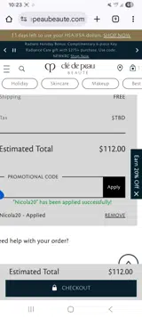 Clé de Peau Beauté coupon verification screenshot