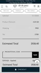 Clé de Peau Beauté coupon verification screenshot