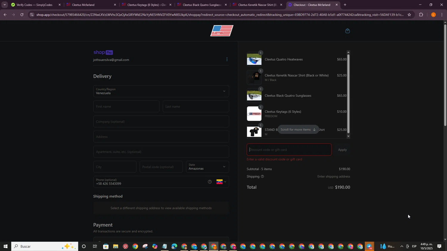 Cleetus Mcfarland discount code screenshot showing code CLEETUS applied at Cleetus Mcfarland checkout page. Uploaded by SimplyCodes community member PrimeCaptain3418 on May 10, 2025
