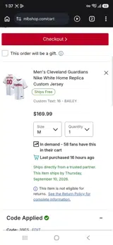 Cleveland Guardians coupon verification screenshot