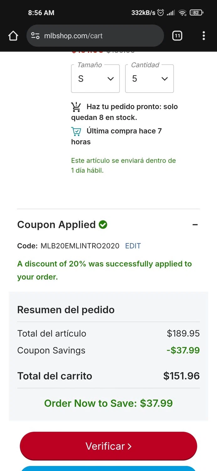 Cleveland Guardians coupon code screenshot showing code MLB20EMLINTRO2020 applied at Cleveland Guardians checkout page. Uploaded by SimplyCodes community member CrownWizard2212 on Jun 19, 2025