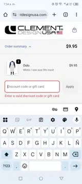 Clement Design USA coupon verification screenshot