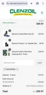 Mayhem20 coupon verification screenshot