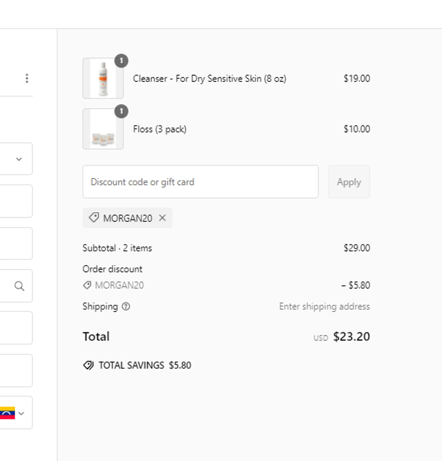 Cleure promo code screenshot showing code morgan20 applied at Cleure checkout page. Uploaded by SimplyCodes community member Sova_Valorant on Feb 20, 2025