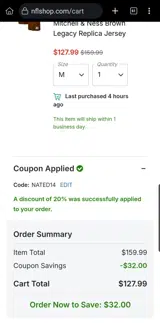 NATED14 coupon verification screenshot