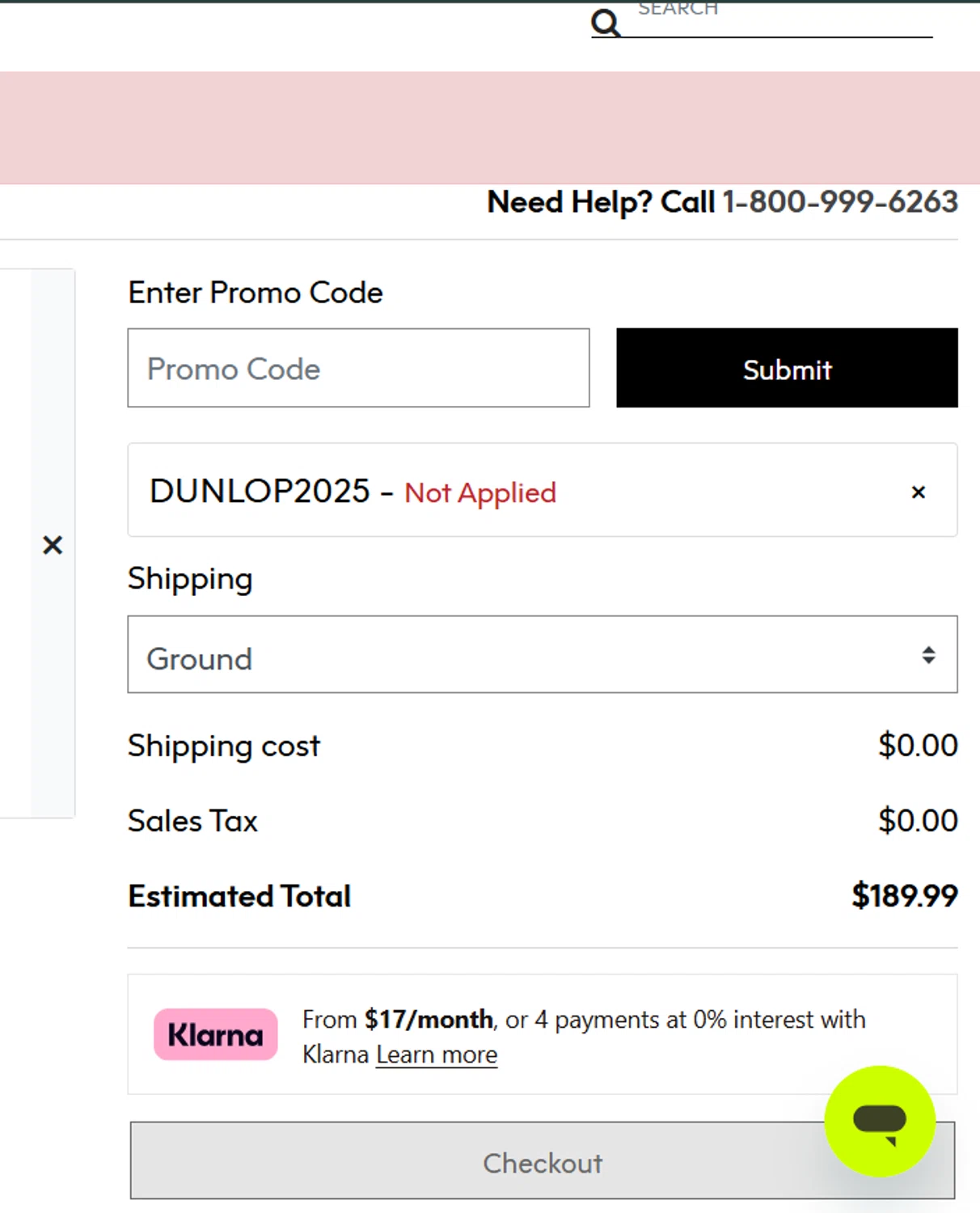 Cleveland Golf promo code screenshot showing code DUNLOP2025 applied at Cleveland Golf checkout page. Uploaded by SimplyCodes community member TULA515 on Oct 29, 2025
