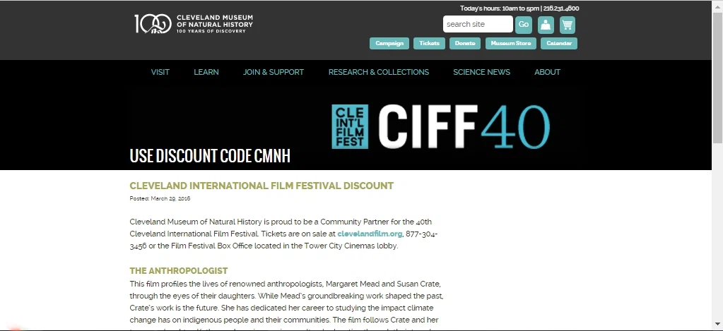 Cleveland Museum of Natural History checkout page showing Cleveland Museum of Natural History discount code box | Screenshot taken by SimplyCodes community member on Apr 25, 2023