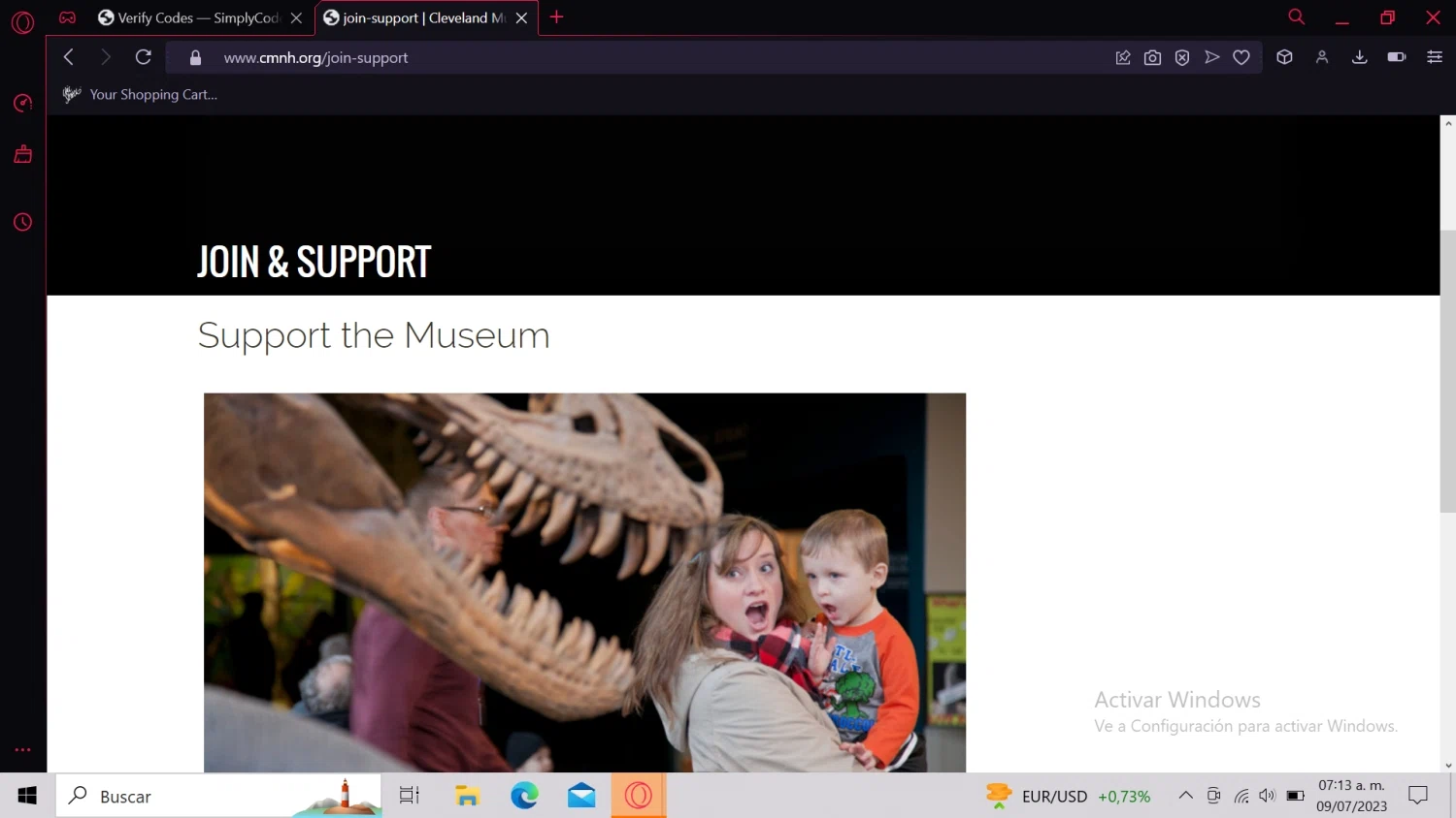 Cleveland Museum of Natural History checkout page showing Cleveland Museum of Natural History discount code box | Screenshot taken by SimplyCodes community member on Jul 9, 2023
