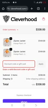 CleverGifter coupon verification screenshot