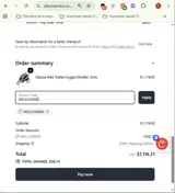 WELCOME60 coupon verification screenshot