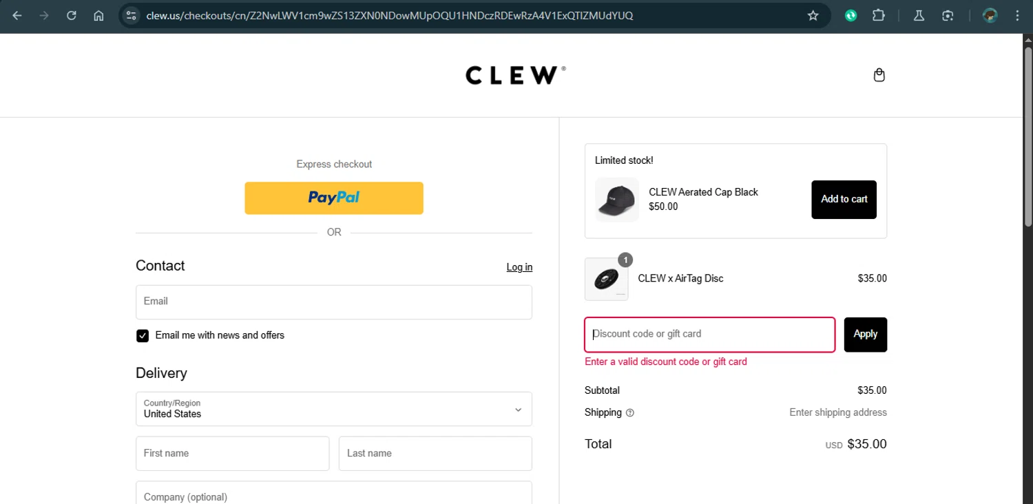 CLEW US promo code screenshot showing code BUCK10 applied at CLEW US checkout page. Uploaded by SimplyCodes community member MariaCorinaMachado on Mar 2, 2025