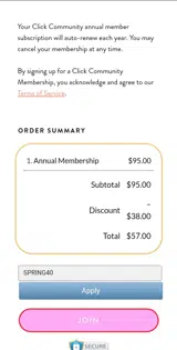 SPRING40 coupon verification screenshot