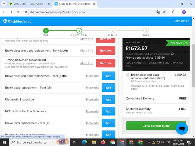 ClickMechanic checkout page showing ClickMechanic promo code box | Screenshot taken by SimplyCodes community member on Nov 15, 2024