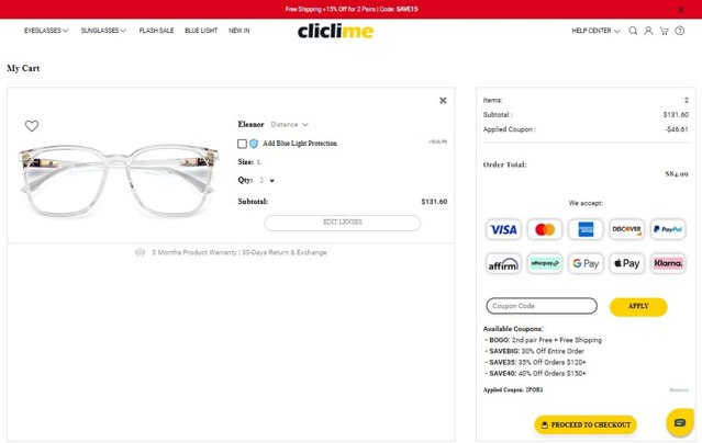 Cliclime checkout page showing Cliclime coupon code box | Screenshot taken by SimplyCodes community member on Jul 25, 2025