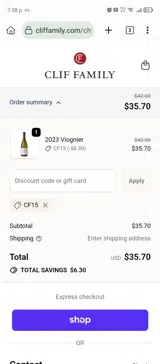 CF15 coupon verification screenshot