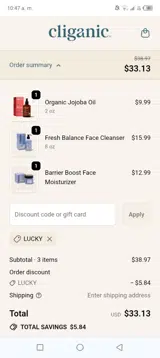 Lucky coupon verification screenshot