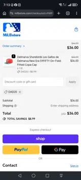 DAD20 coupon verification screenshot