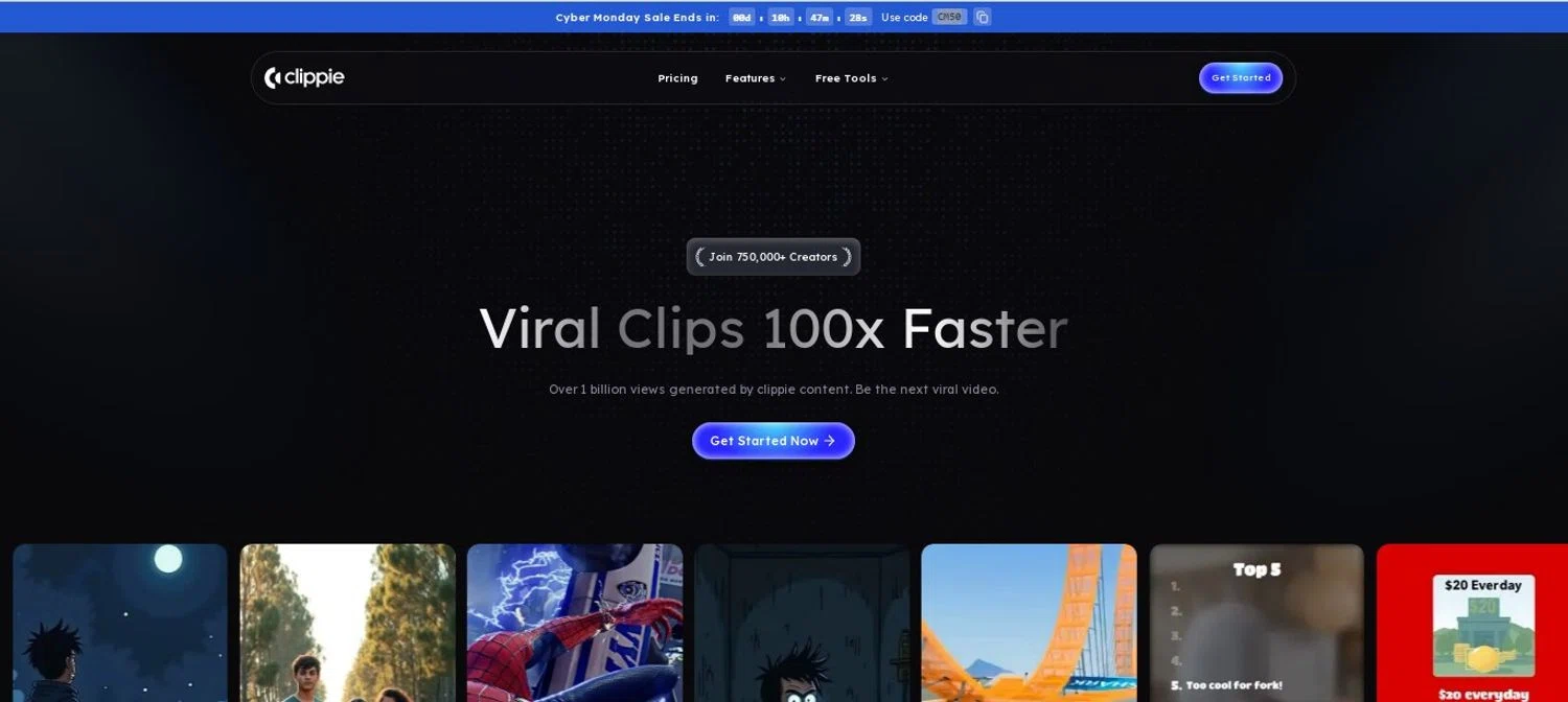 Clippie AI promo code screenshot showing code CM50 applied at Clippie AI checkout page. Uploaded by SimplyCodes community member ylenisjordan on Dec 1, 2025