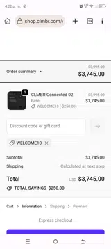 WELCOME10 coupon verification screenshot