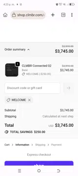 WELCOME coupon verification screenshot