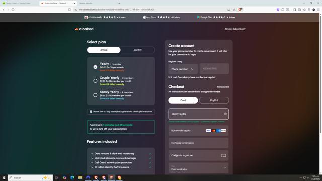Cloaked checkout page showing Cloaked promo code box | Screenshot taken by SimplyCodes community member on Aug 31, 2025