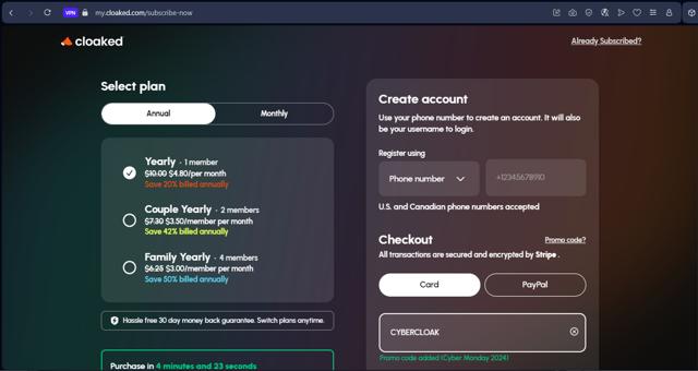 Cloaked checkout page showing Cloaked promo code box | Screenshot taken by SimplyCodes community member on Aug 12, 2025