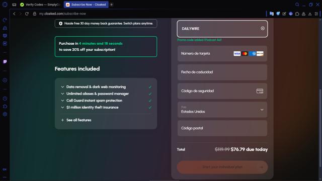 Cloaked checkout page showing Cloaked promo code box | Screenshot taken by SimplyCodes community member on Aug 12, 2025